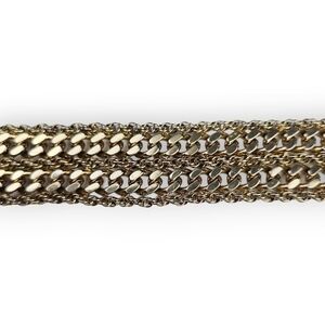 Vintage Multistrand Chain Bracelet Shiny Gold Plated Wide Cable Rope 80s 7.5"